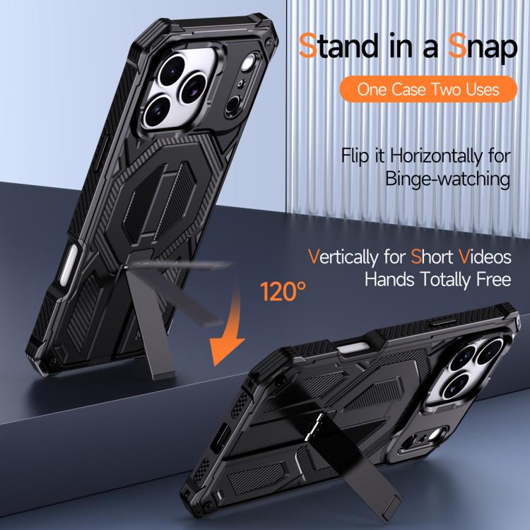 For iPhone 17 Pro Max Hidden Metal Holder Magnetic Shockproof Phone Case