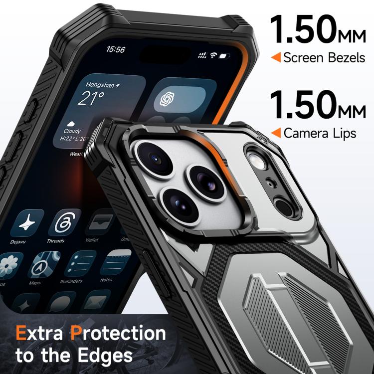 For iPhone 17 Pro Max Hidden Metal Holder Magnetic Shockproof Phone Case