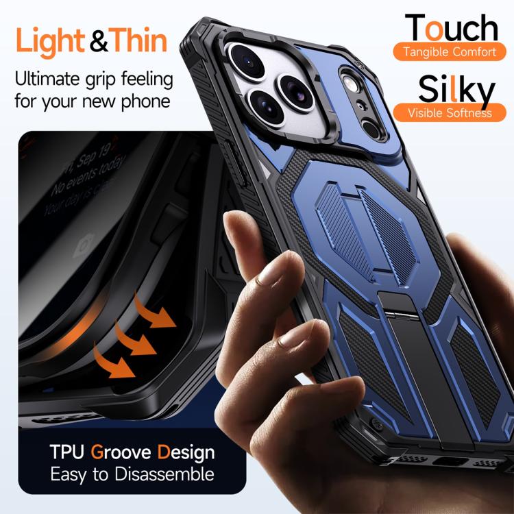 For iPhone 17 Pro Max Hidden Metal Holder Magnetic Shockproof Phone Case