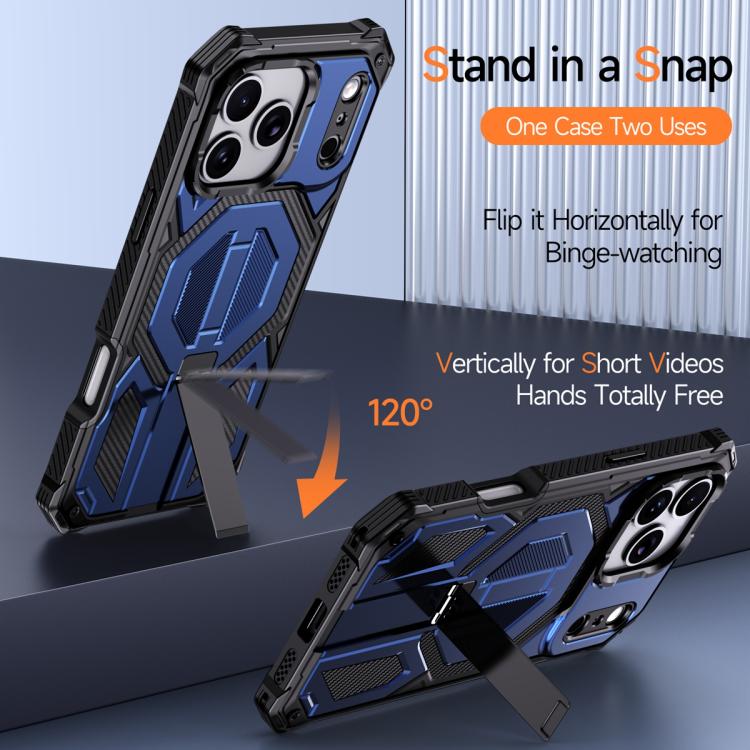 For iPhone 17 Pro Max Hidden Metal Holder Magnetic Shockproof Phone Case