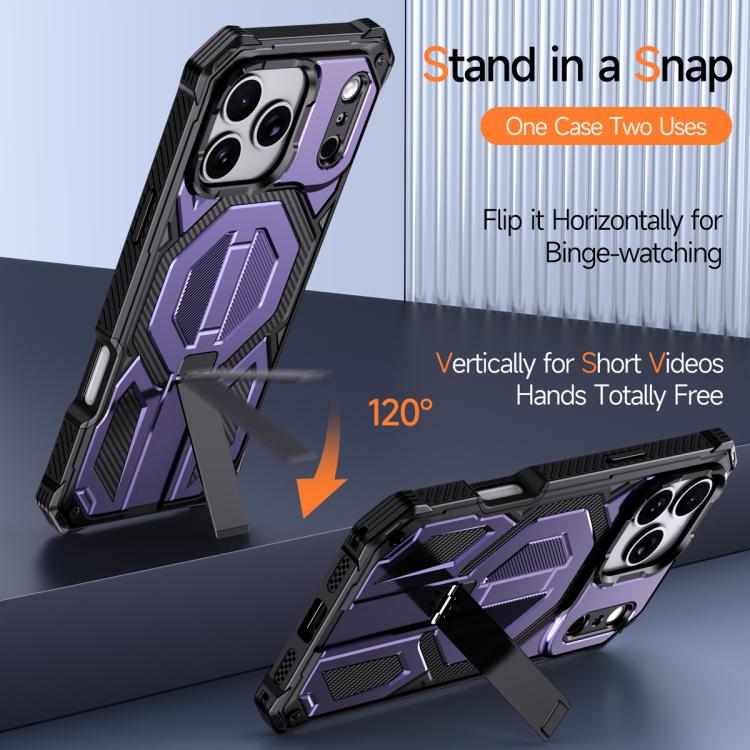 For iPhone 17 Pro Max Hidden Metal Holder Magnetic Shockproof Phone Case