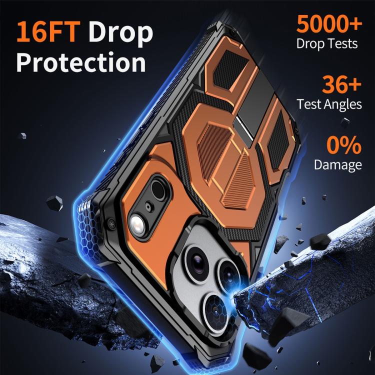 For iPhone 17 Pro Hidden Metal Holder Magnetic Shockproof Phone Case