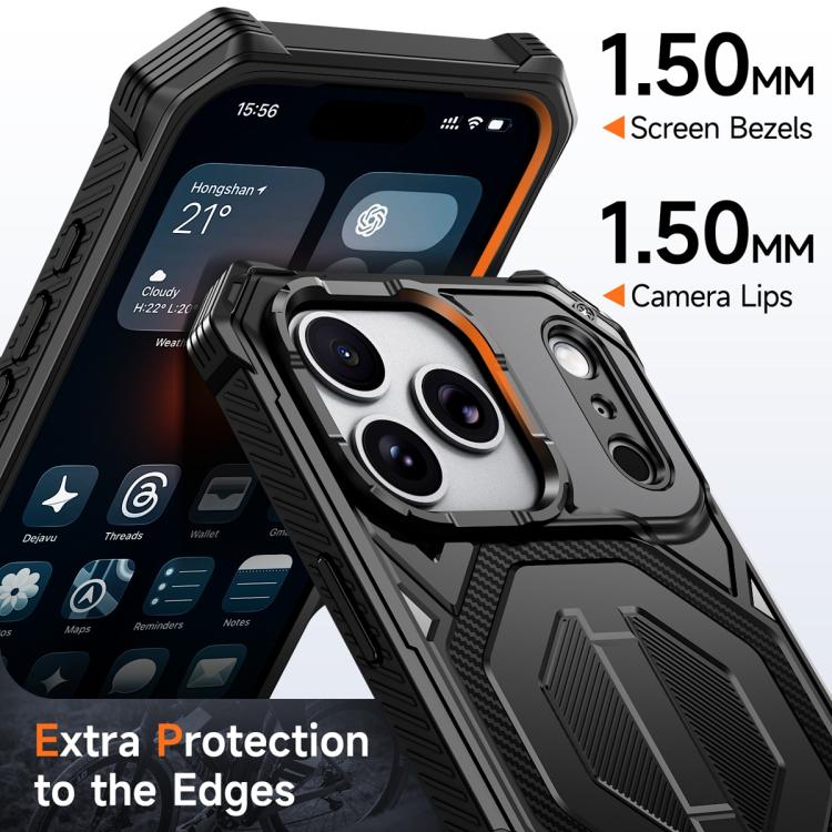For iPhone 17 Pro Hidden Metal Holder Magnetic Shockproof Phone Case