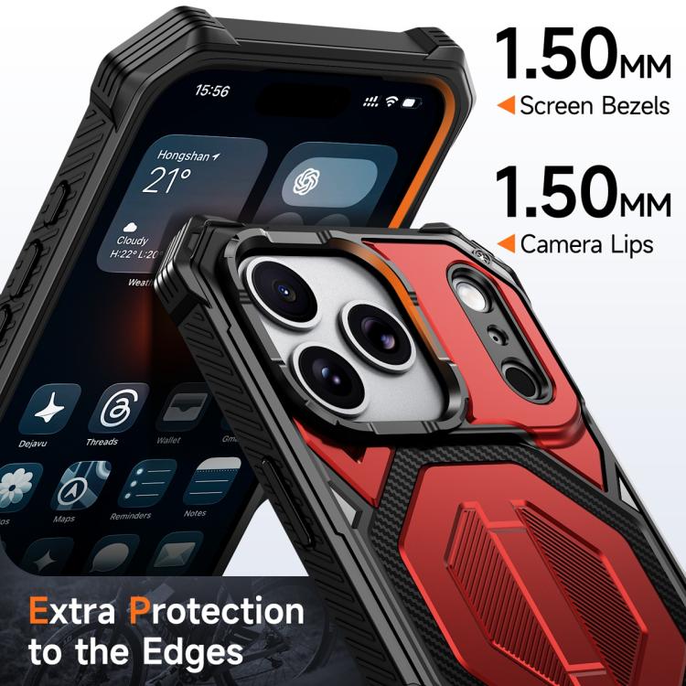 For iPhone 17 Pro Hidden Metal Holder Magnetic Shockproof Phone Case