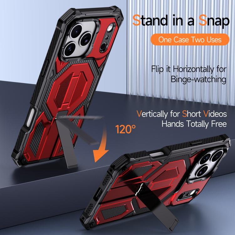 For iPhone 17 Pro Hidden Metal Holder Magnetic Shockproof Phone Case