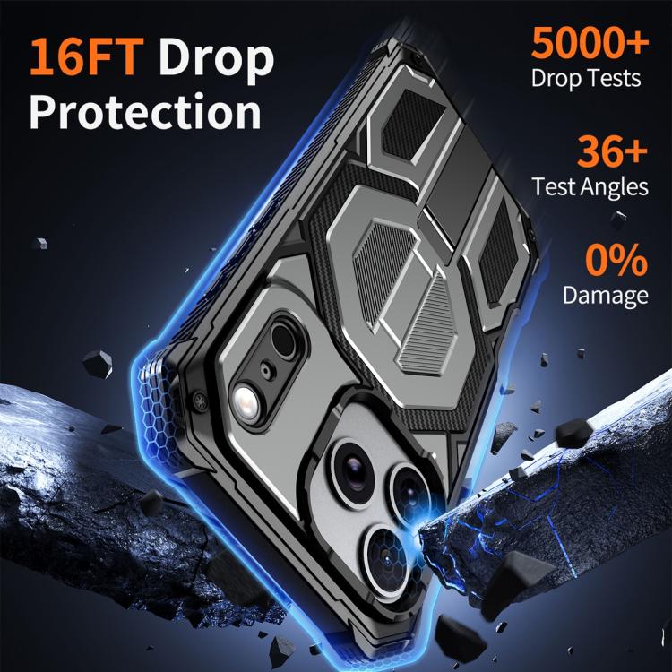 For iPhone 17 Pro Hidden Metal Holder Magnetic Shockproof Phone Case