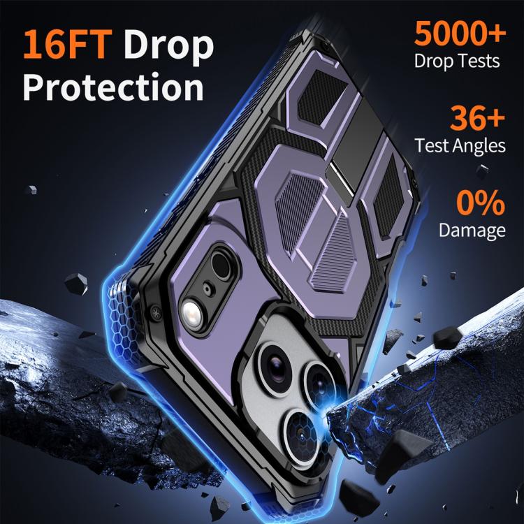 For iPhone 17 Pro Hidden Metal Holder Magnetic Shockproof Phone Case