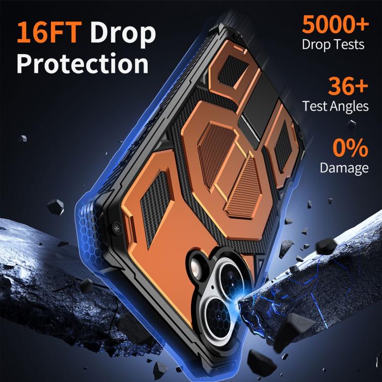 For iPhone 17 Hidden Metal Holder Magnetic Shockproof Phone Case