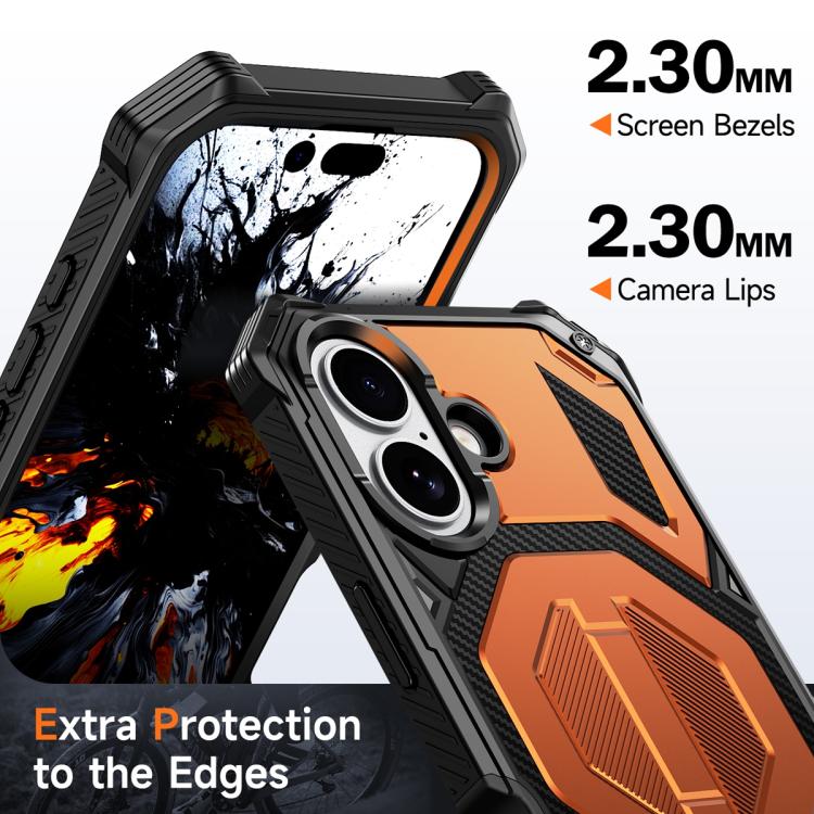 For iPhone 17 Hidden Metal Holder Magnetic Shockproof Phone Case