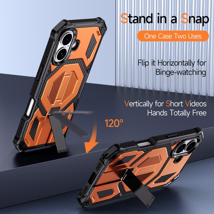 For iPhone 17 Hidden Metal Holder Magnetic Shockproof Phone Case