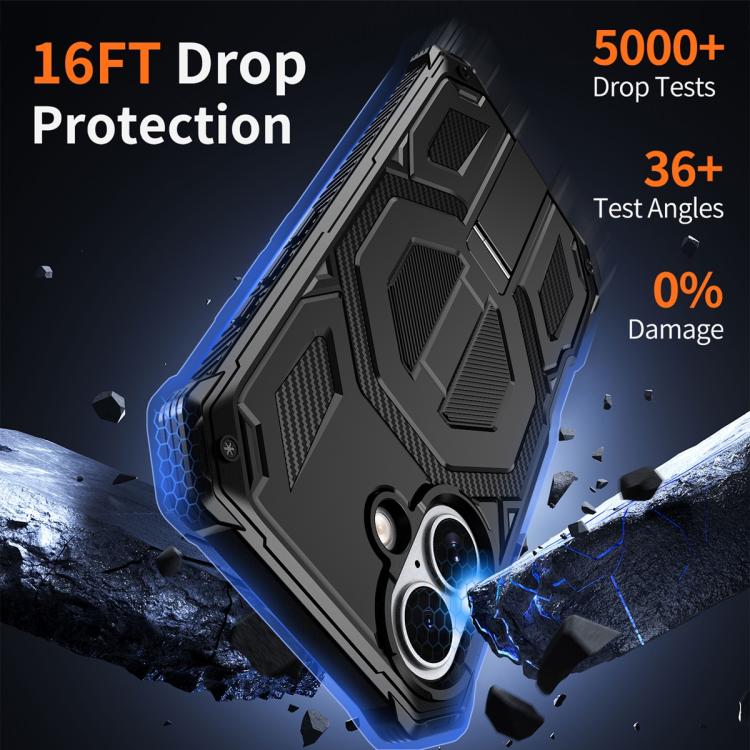 For iPhone 17 Hidden Metal Holder Magnetic Shockproof Phone Case