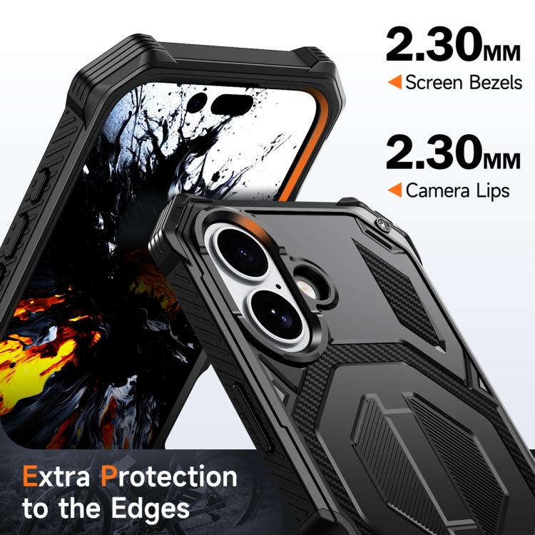 For iPhone 17 Hidden Metal Holder Magnetic Shockproof Phone Case