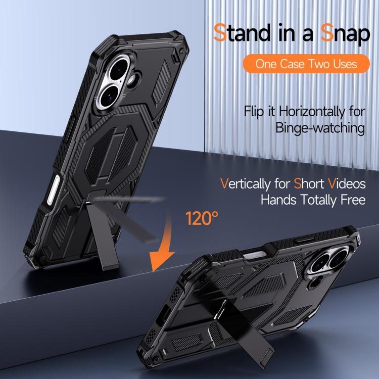 For iPhone 17 Hidden Metal Holder Magnetic Shockproof Phone Case