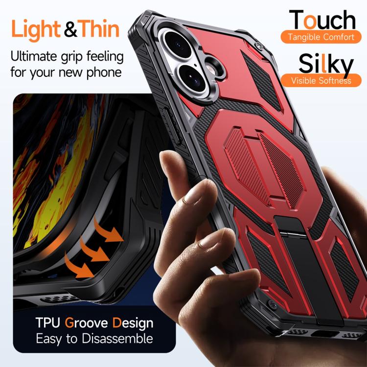 For iPhone 17 Hidden Metal Holder Magnetic Shockproof Phone Case