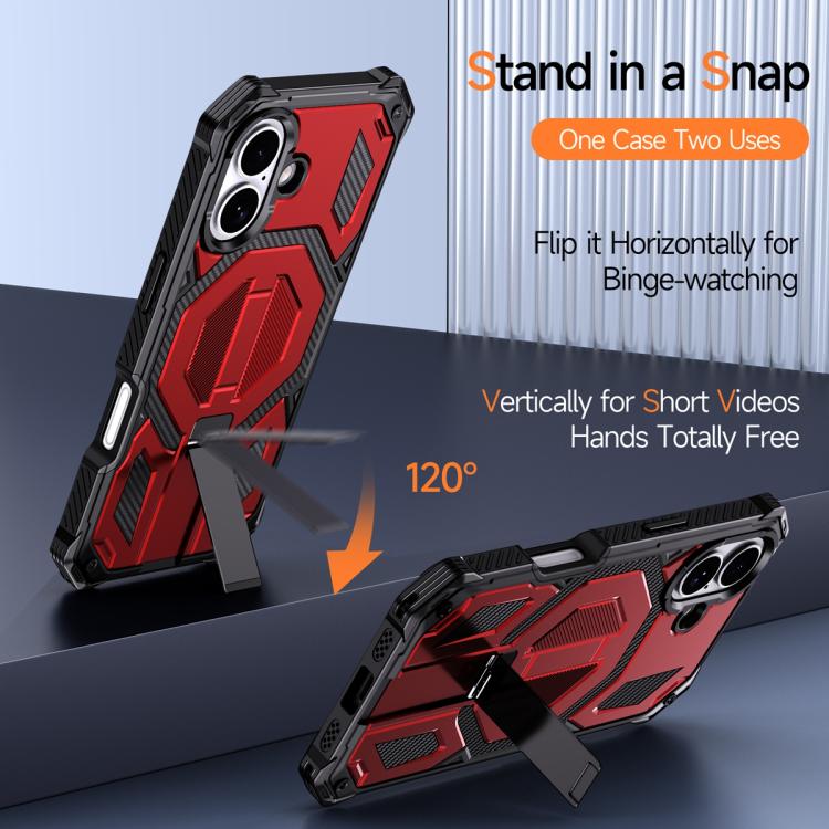 For iPhone 17 Hidden Metal Holder Magnetic Shockproof Phone Case