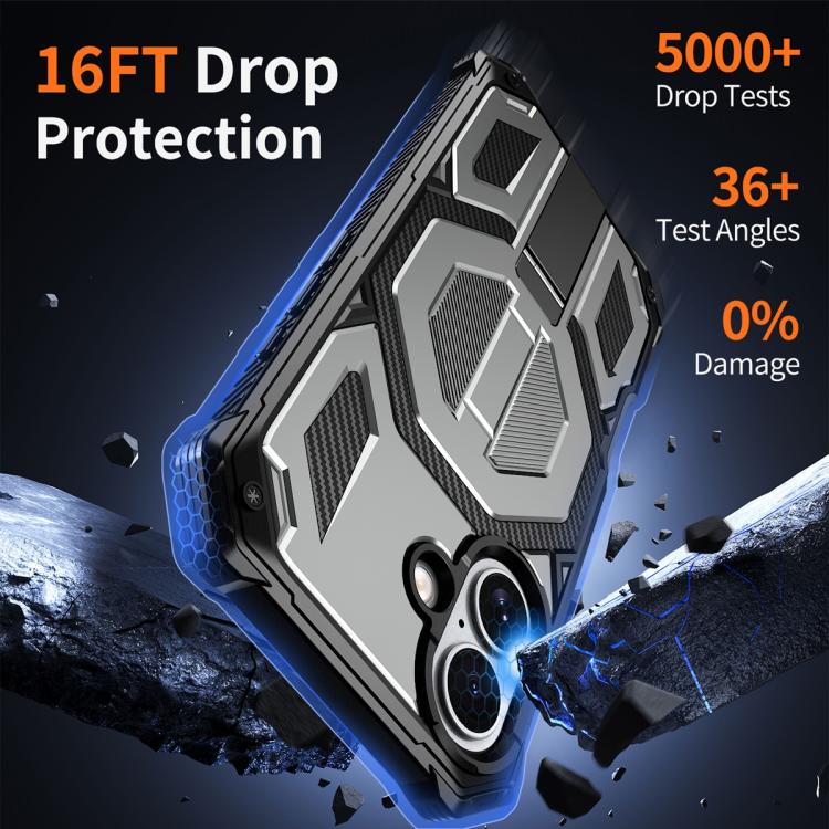 For iPhone 17 Hidden Metal Holder Magnetic Shockproof Phone Case