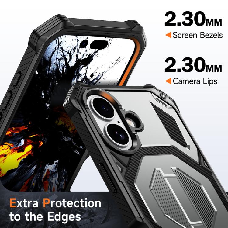 For iPhone 17 Hidden Metal Holder Magnetic Shockproof Phone Case