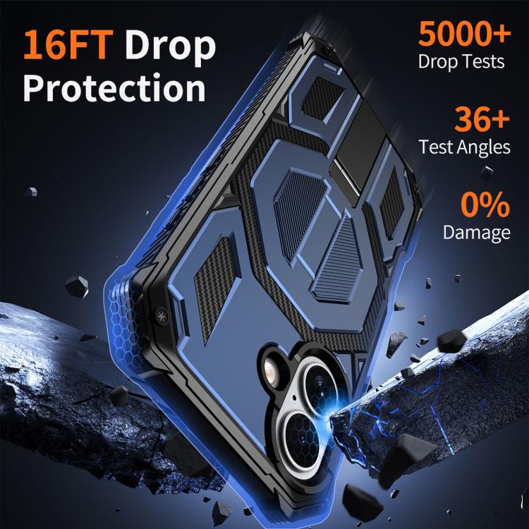 For iPhone 17 Hidden Metal Holder Magnetic Shockproof Phone Case