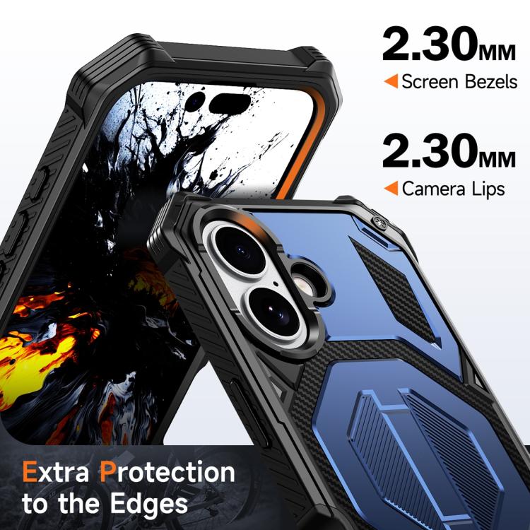 For iPhone 17 Hidden Metal Holder Magnetic Shockproof Phone Case