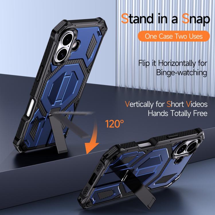 For iPhone 17 Hidden Metal Holder Magnetic Shockproof Phone Case