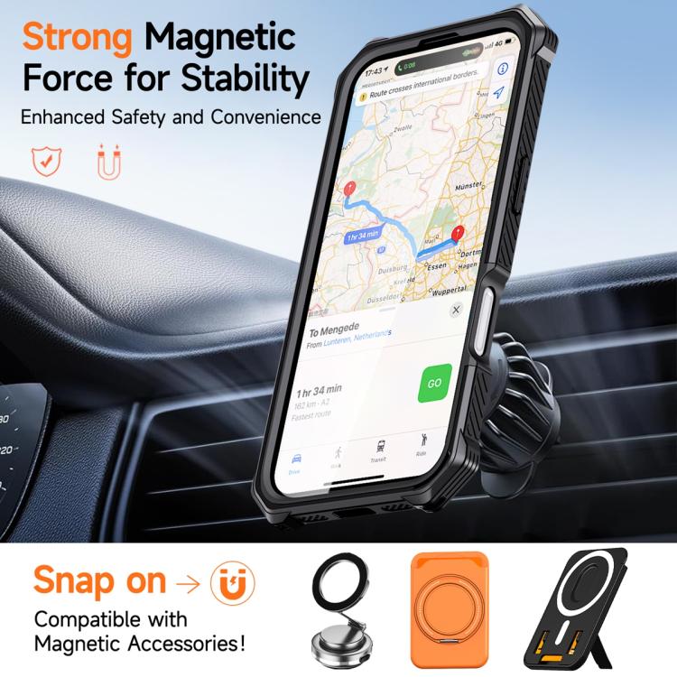 For iPhone 17 Hidden Metal Holder Magnetic Shockproof Phone Case