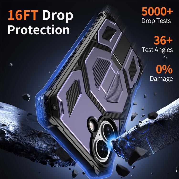 For iPhone 17 Hidden Metal Holder Magnetic Shockproof Phone Case