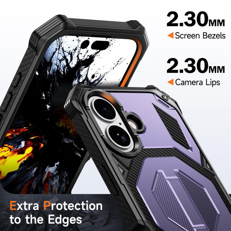 For iPhone 17 Hidden Metal Holder Magnetic Shockproof Phone Case