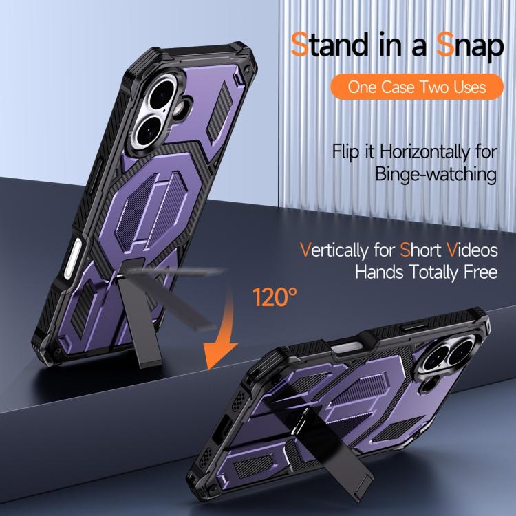 For iPhone 17 Hidden Metal Holder Magnetic Shockproof Phone Case