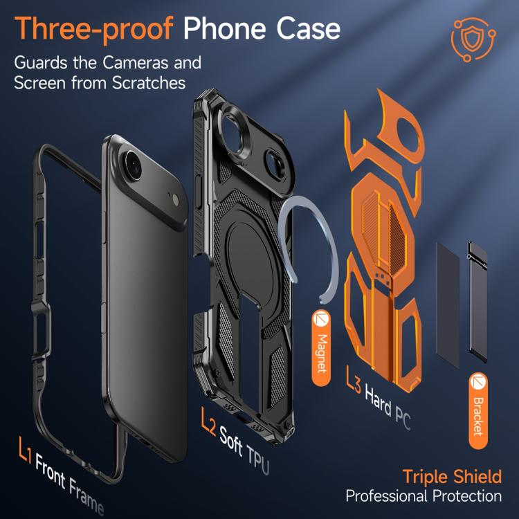 For iPhone Air Hidden Metal Holder Magnetic Shockproof Phone Case