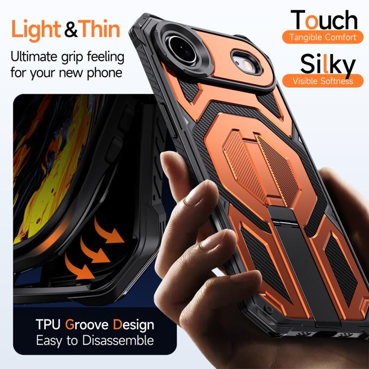 For iPhone Air Hidden Metal Holder Magnetic Shockproof Phone Case