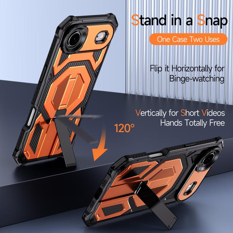 For iPhone Air Hidden Metal Holder Magnetic Shockproof Phone Case