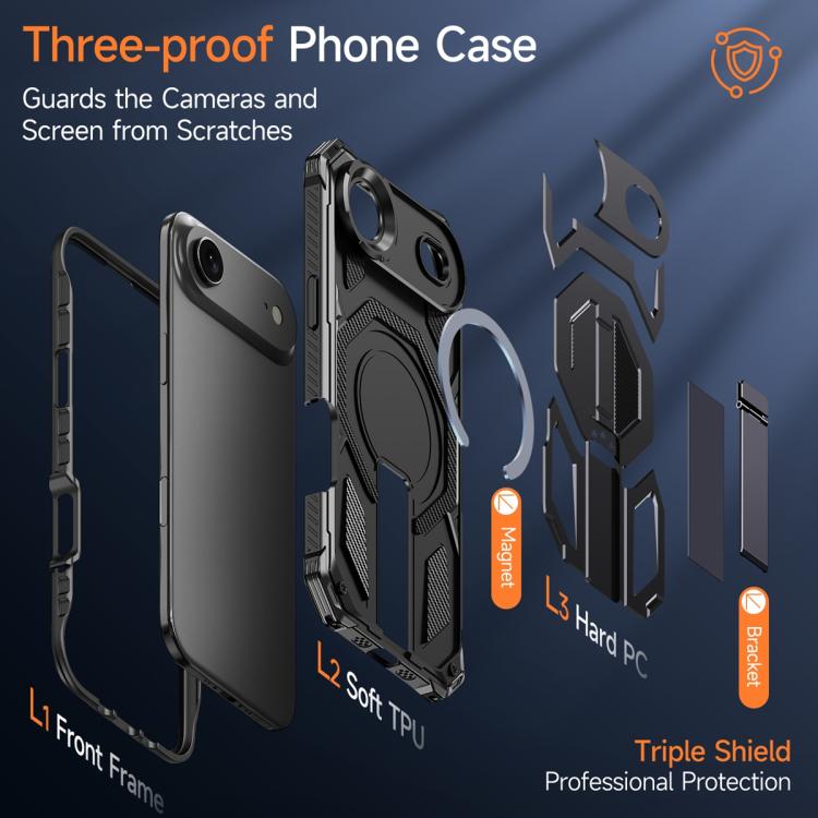 For iPhone Air Hidden Metal Holder Magnetic Shockproof Phone Case