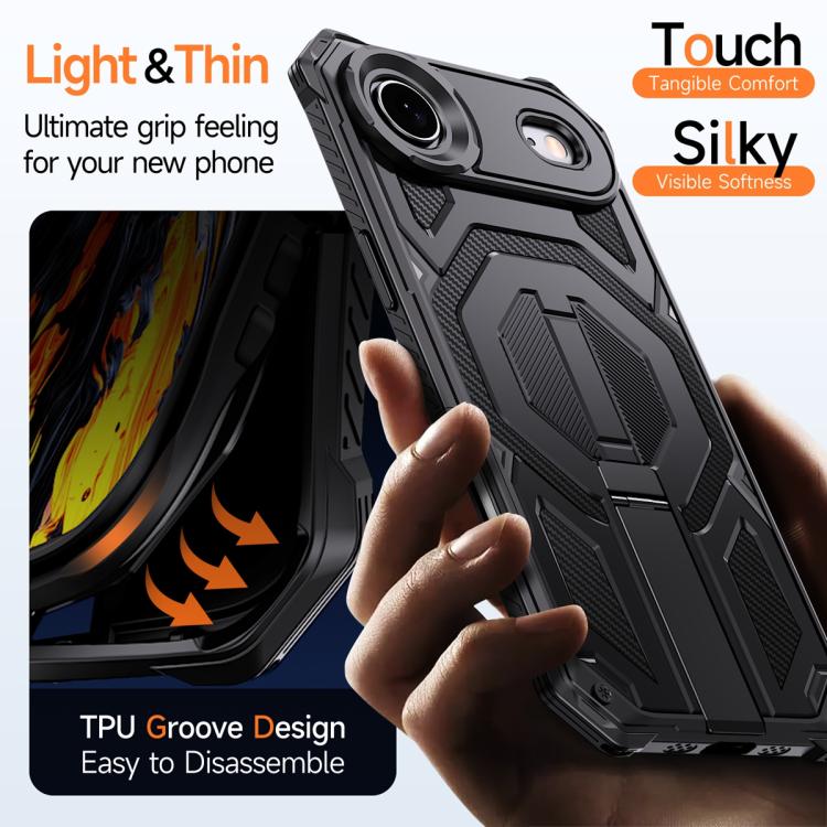 For iPhone Air Hidden Metal Holder Magnetic Shockproof Phone Case