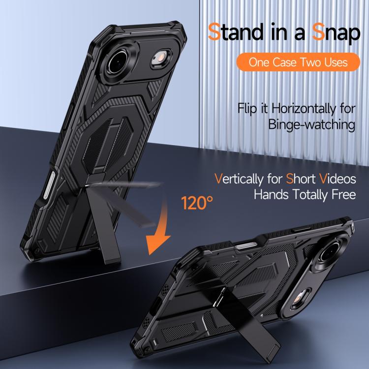 For iPhone Air Hidden Metal Holder Magnetic Shockproof Phone Case