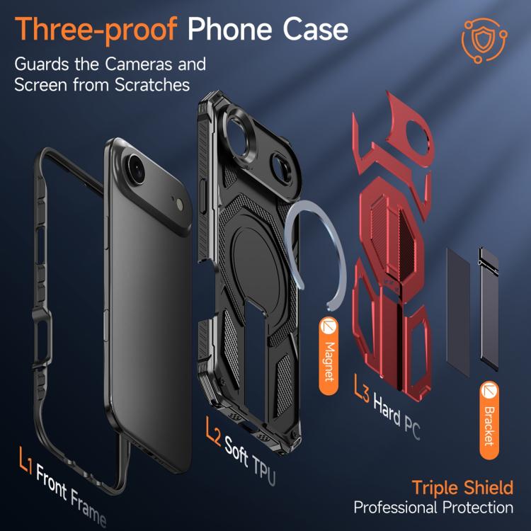 For iPhone Air Hidden Metal Holder Magnetic Shockproof Phone Case