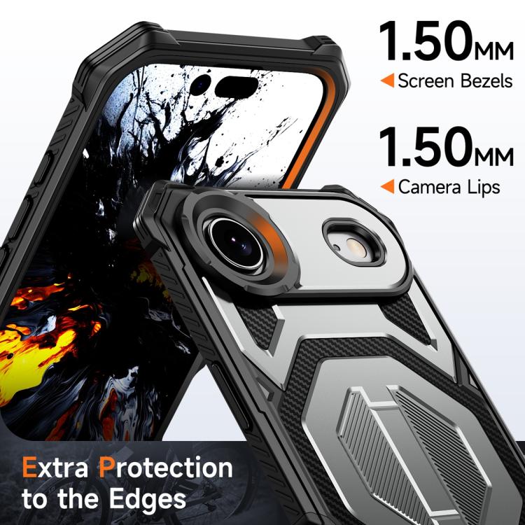For iPhone Air Hidden Metal Holder Magnetic Shockproof Phone Case