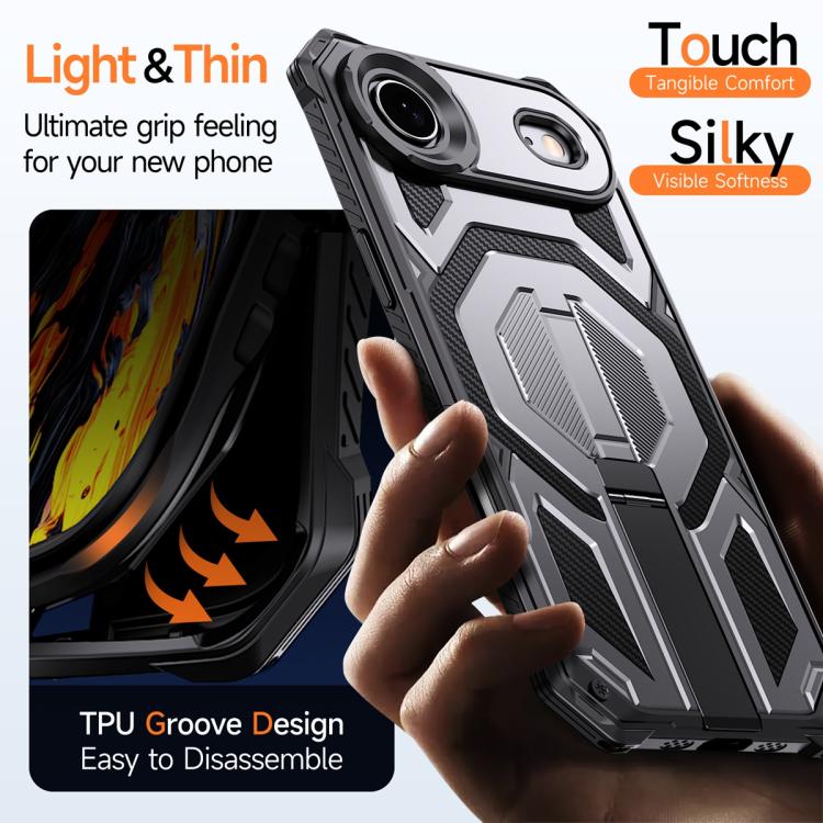 For iPhone Air Hidden Metal Holder Magnetic Shockproof Phone Case
