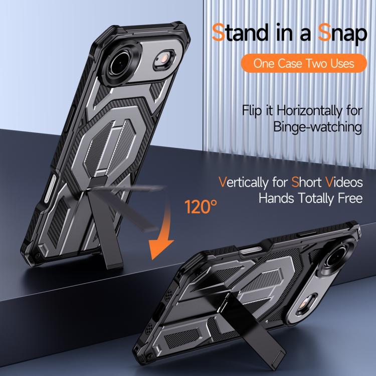For iPhone Air Hidden Metal Holder Magnetic Shockproof Phone Case