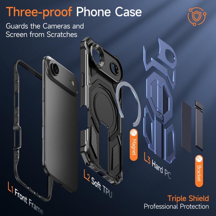 For iPhone Air Hidden Metal Holder Magnetic Shockproof Phone Case