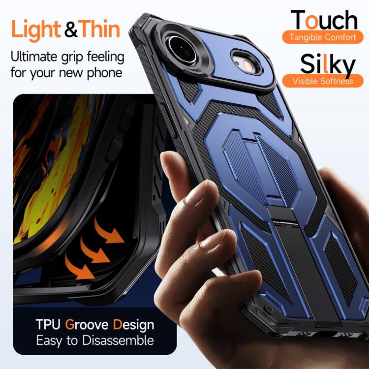 For iPhone Air Hidden Metal Holder Magnetic Shockproof Phone Case
