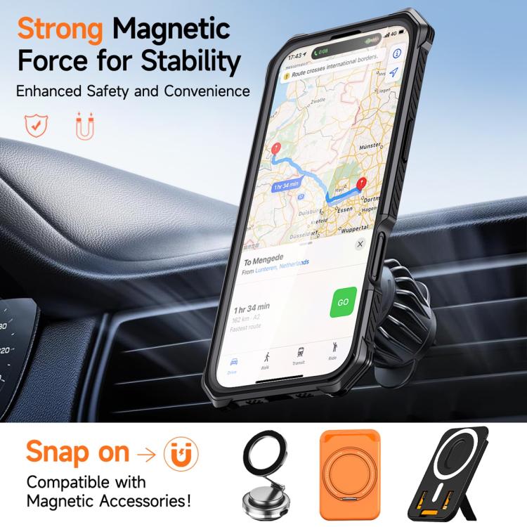 For iPhone Air Hidden Metal Holder Magnetic Shockproof Phone Case