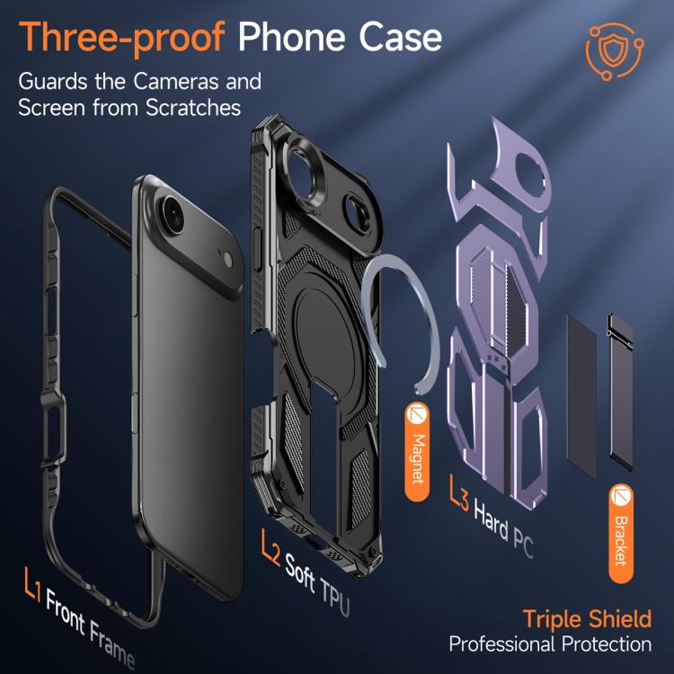 For iPhone Air Hidden Metal Holder Magnetic Shockproof Phone Case