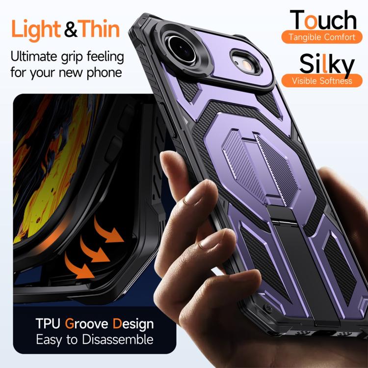 For iPhone Air Hidden Metal Holder Magnetic Shockproof Phone Case