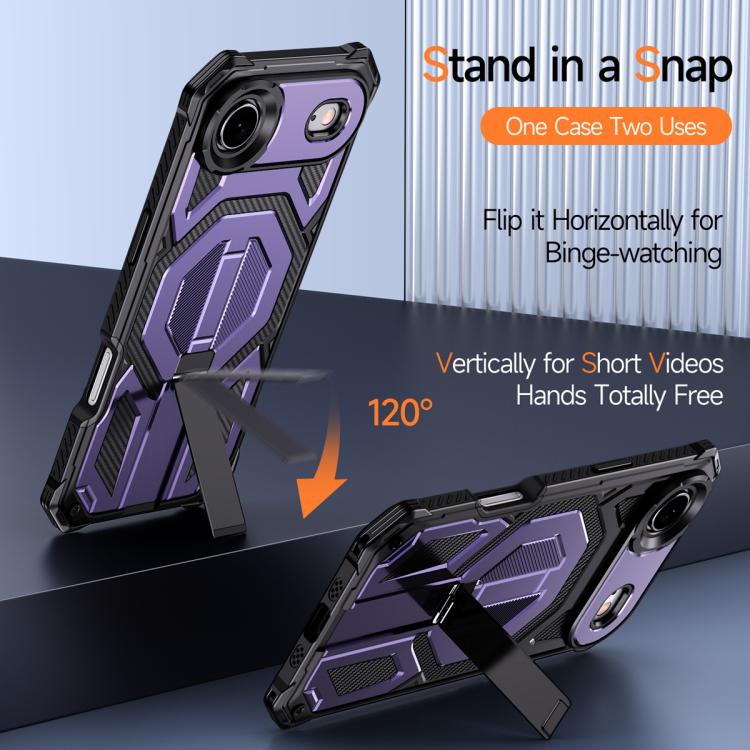 For iPhone Air Hidden Metal Holder Magnetic Shockproof Phone Case