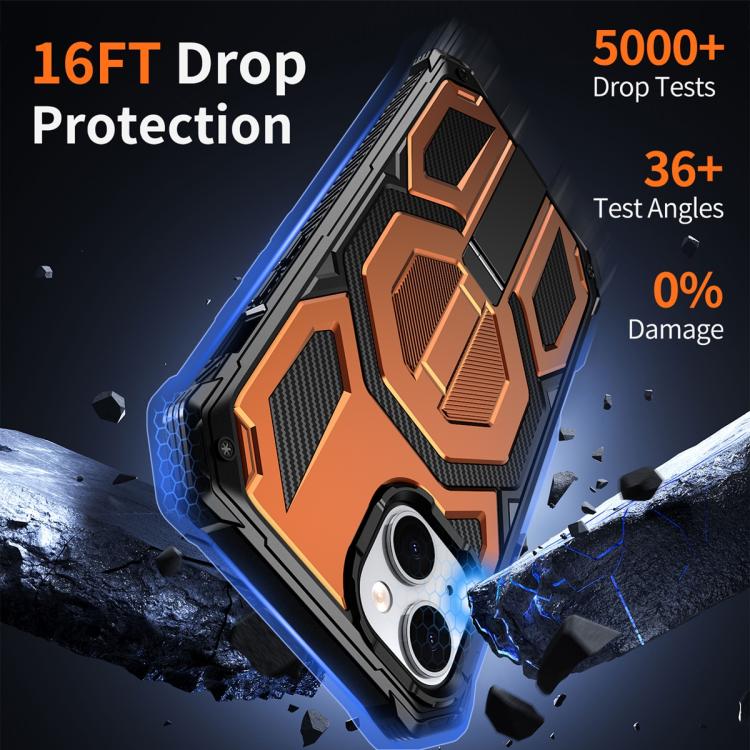 For iPhone 15 Hidden Metal Holder Magnetic Shockproof Phone Case