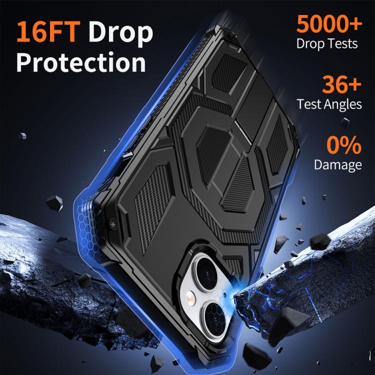 For iPhone 15 Plus / 14 Plus Hidden Metal Holder Magnetic Shockproof Phone Case