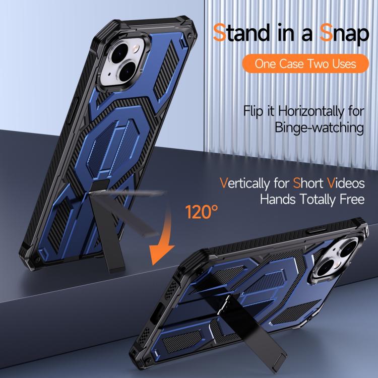 For iPhone 15 Plus / 14 Plus Hidden Metal Holder Magnetic Shockproof Phone Case