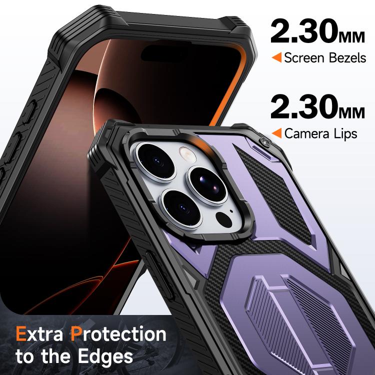 For iPhone 16 Pro Max Hidden Metal Holder Magnetic Shockproof Phone Case