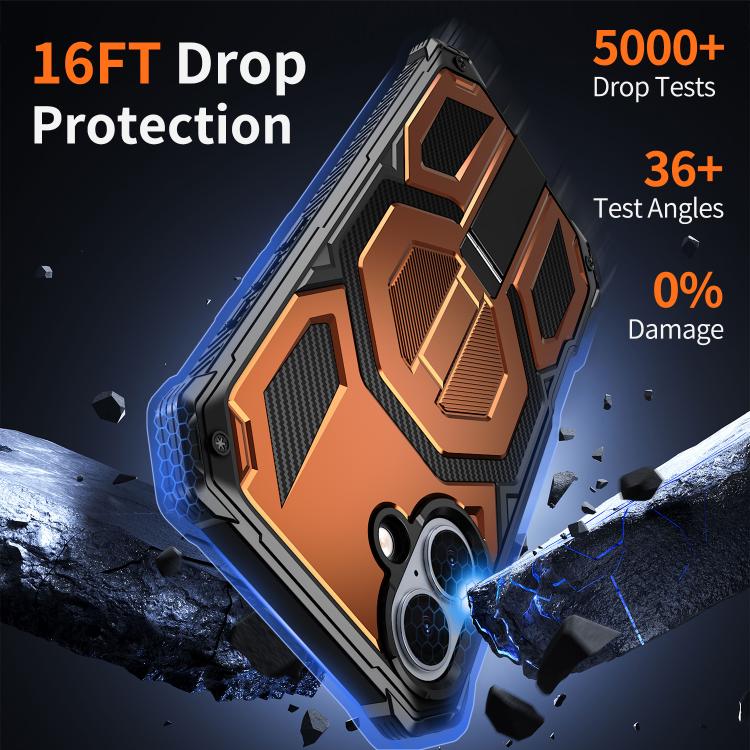 For iPhone 16 Plus Hidden Metal Holder Magnetic Shockproof Phone Case