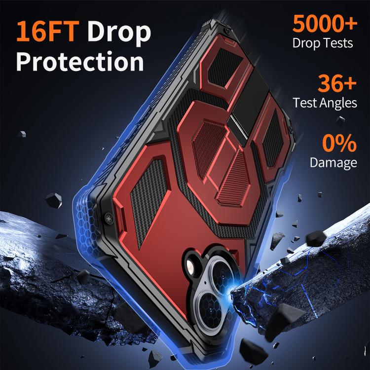For iPhone 16 Plus Hidden Metal Holder Magnetic Shockproof Phone Case